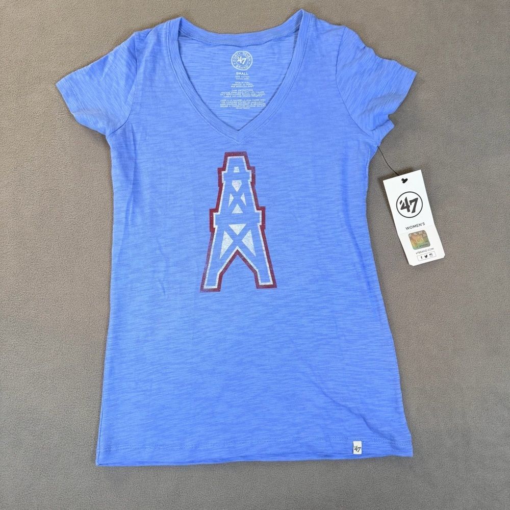 NFL Houston (TN Titans) Oilers Throwback Graphic Tee Women's- V-Neck-Small-NWT